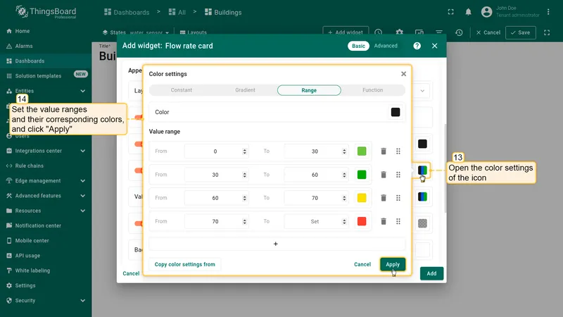 Configure icon color ranges
