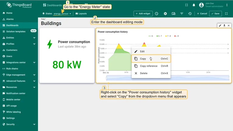 Open Energy Meter state and copy widget