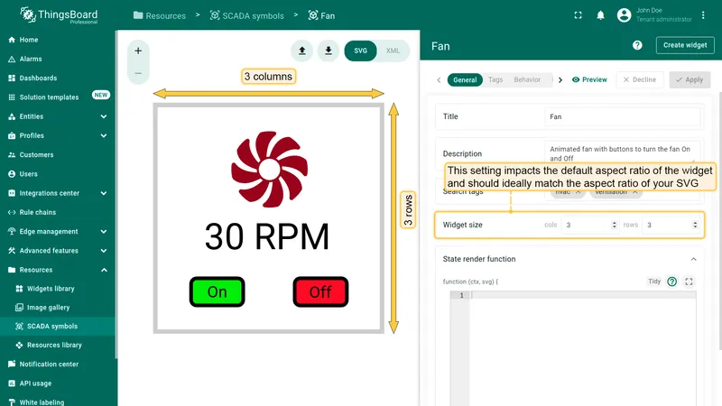Widget size and aspect ratio