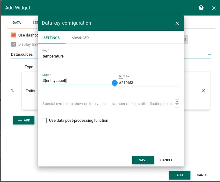 Chart entity label configuration linked to DigEntityFrom alias