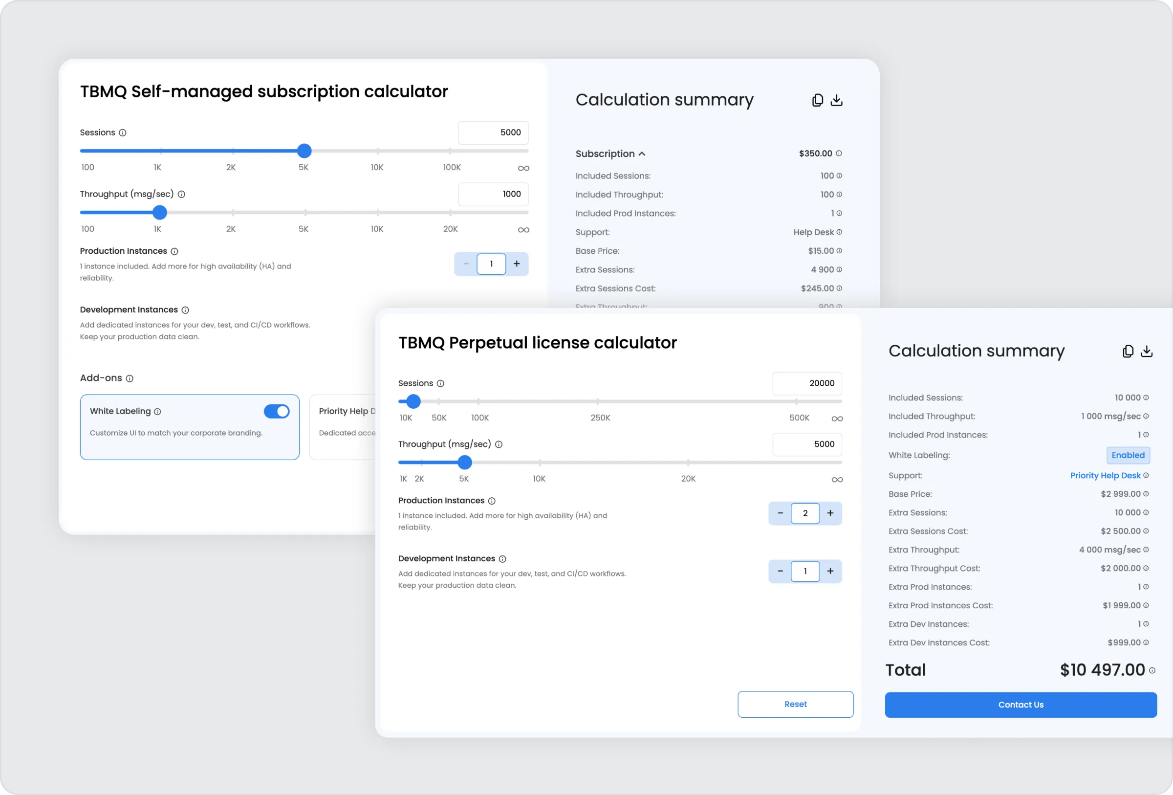 TBMQ pricing options inside ThingsBoard pricing portal