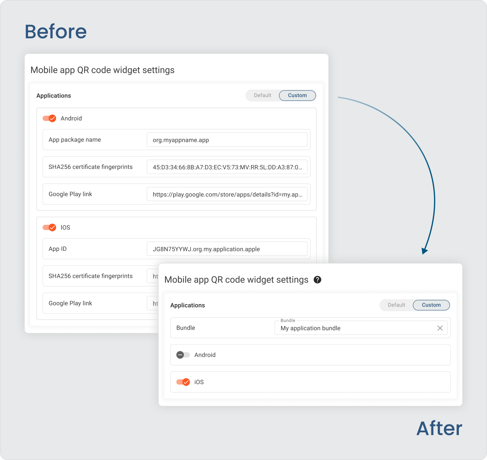 QR code settings panel in ThingsBoard 3.9