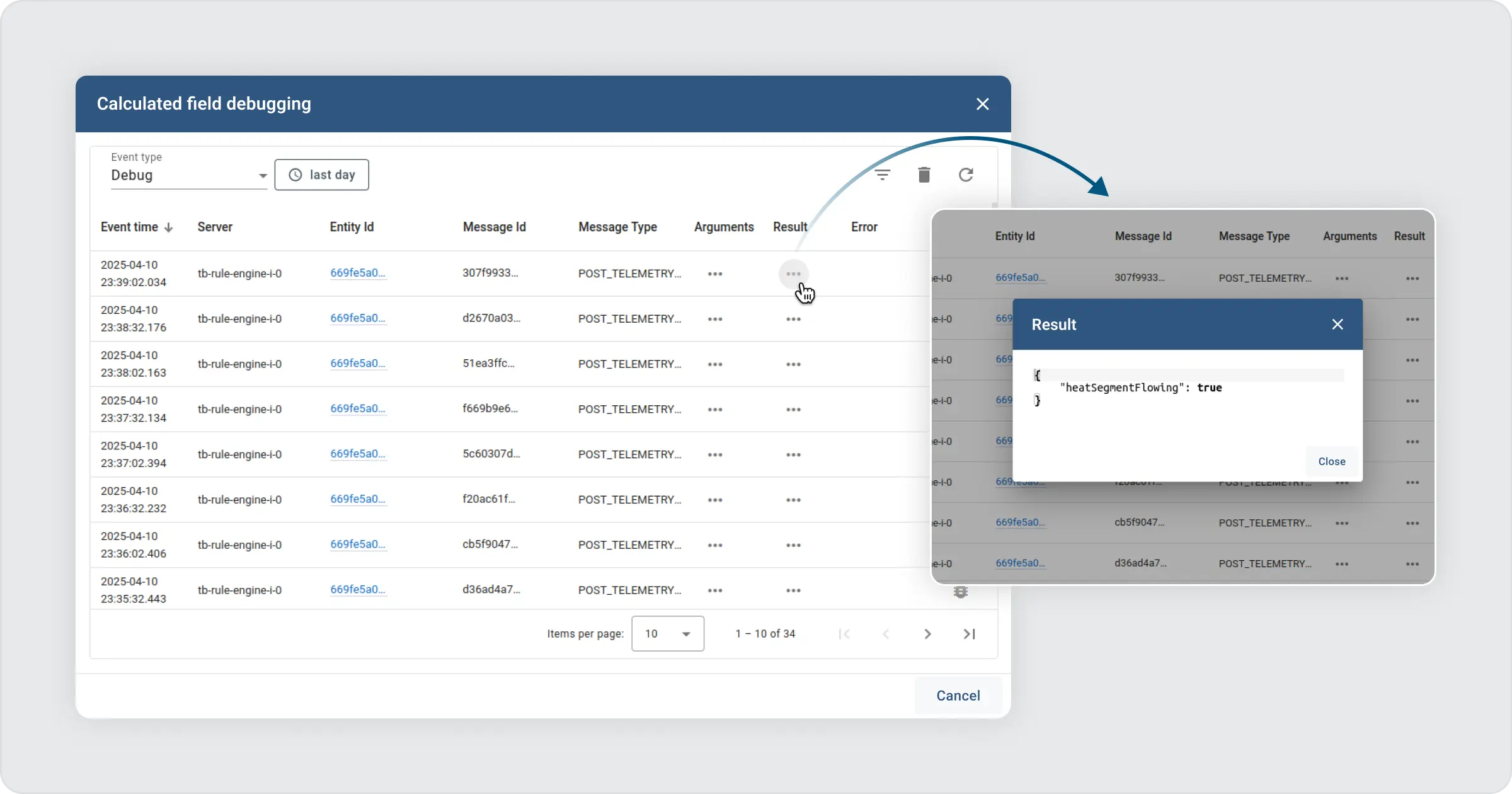 Calculated field result preview in ThingsBoard